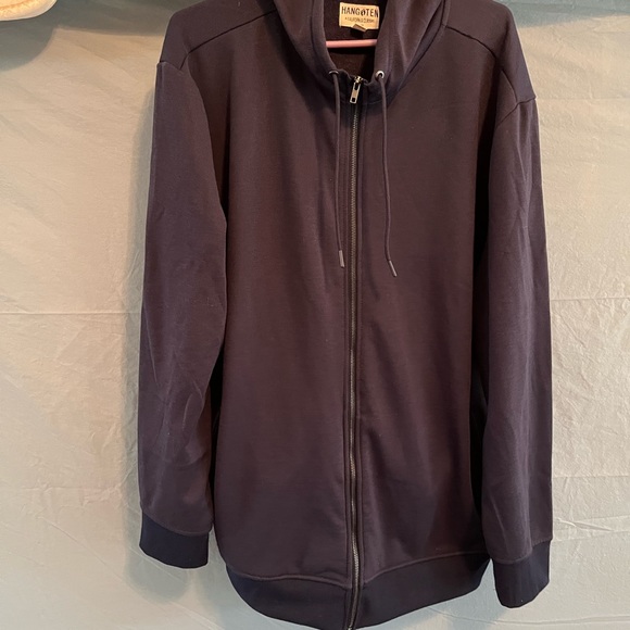 Mens XXL HANG 👣 TEN CALIFORNIA CLASSIC ZIP UP DARK BLUE HOODIE WITH POCKET - Picture 7 of 7